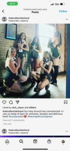 Waitresses dressed is sexy nuns. A Social Media post from Federal Bar